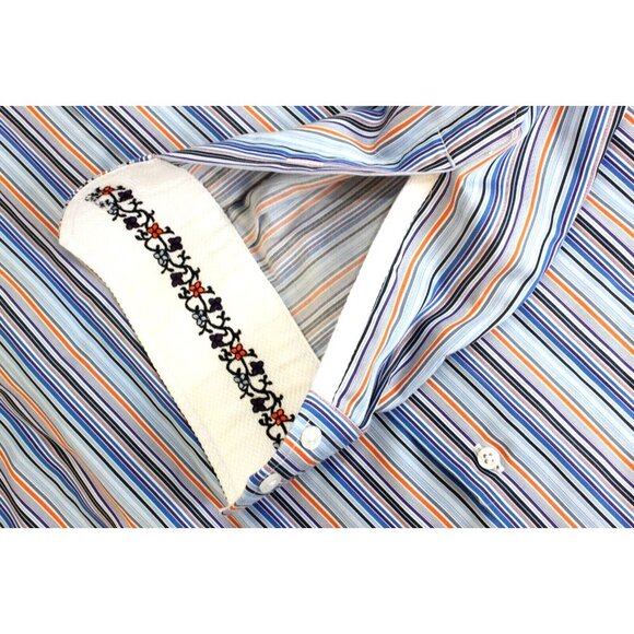 Robert Graham Mens Shirt Striped Long Sleeve Button Flip Cuff Multi Sz L - Picture 7 of 15